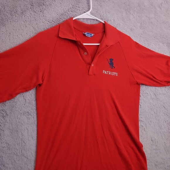 Vintage Champion Polo Shirt Mens Small Patriots Logo Red Golf Nylon Made in USA - Picture 2 of 14